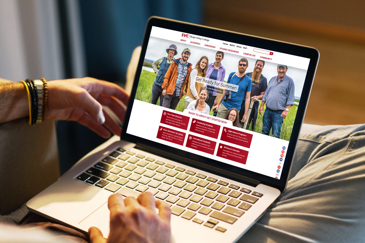 Skagit Valley College website displayed on a laptop