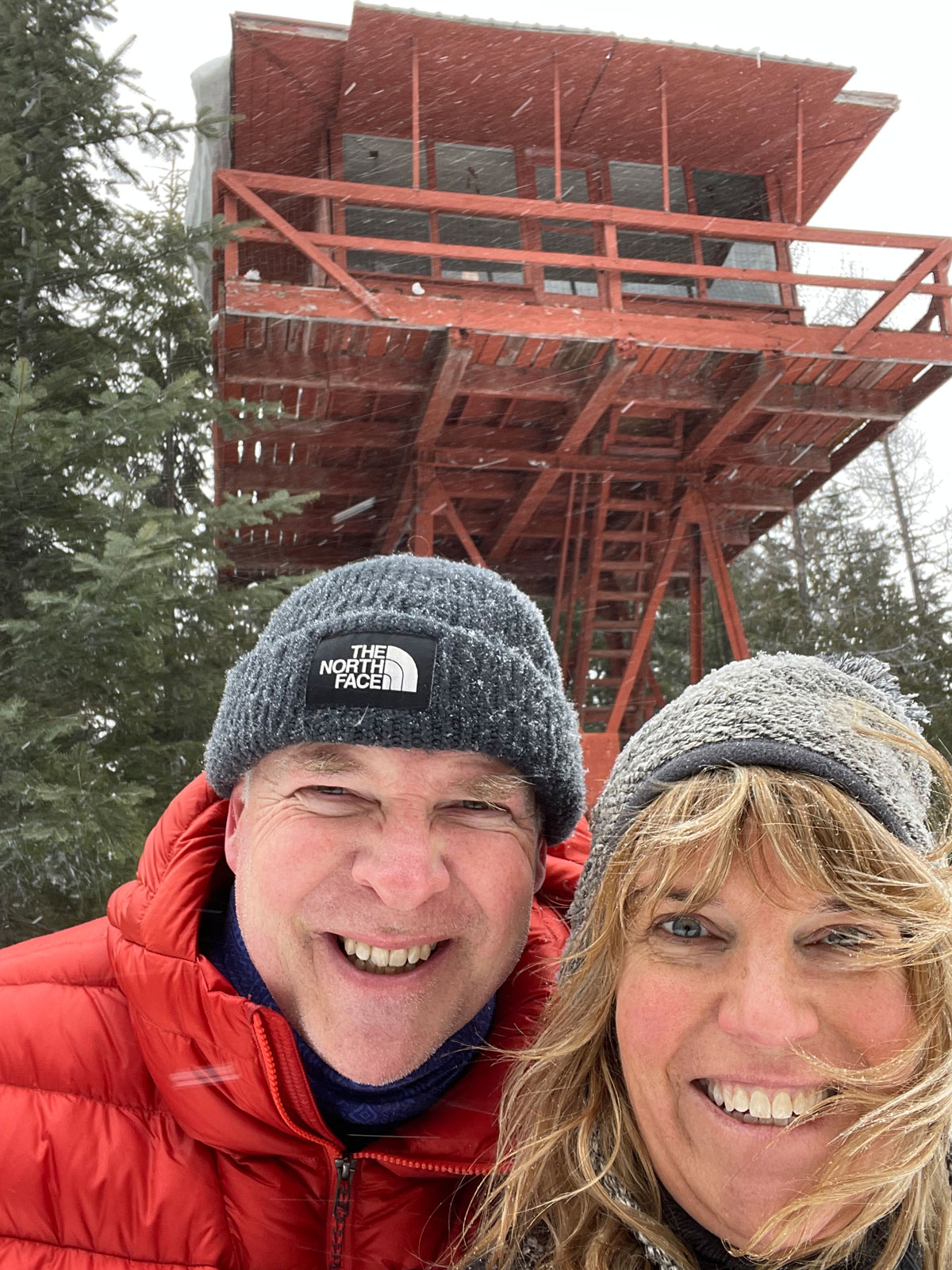 Kelly and Marcus at the Crystal Peak fire lookout in Idaho